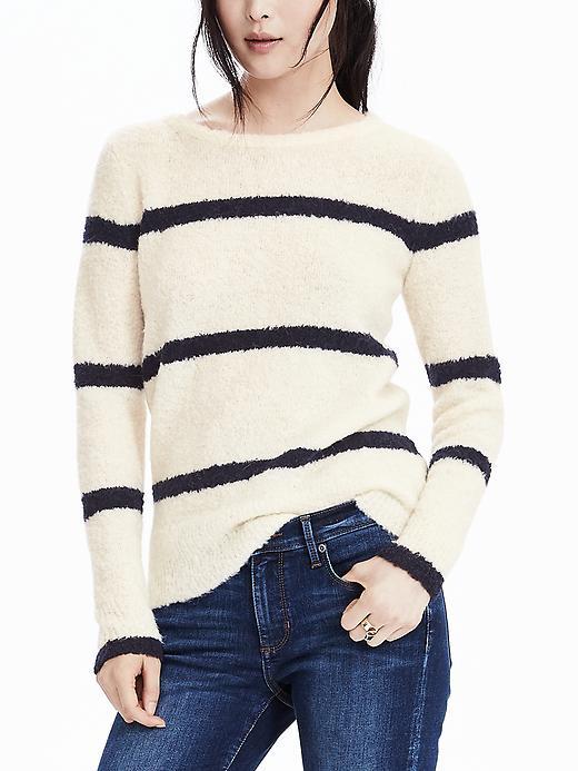 Banana Republic Womens Striped Boucle Pullover Size L - Cocoon