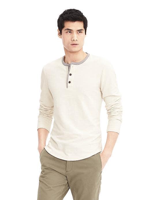 Banana Republic Mens Texture Henley - Cream