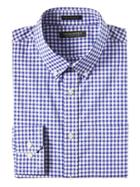 Banana Republic Mens New Slim-fit Tech-stretch Cotton Gingham Shirt Voltage Blue Size Xxl