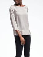 Banana Republic Long Sleeve Ruffle Hem Shirt - Gray Texture