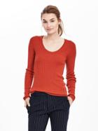 Banana Republic Womens Ribbed Scoop Pullover Sweater Size L - Rustic