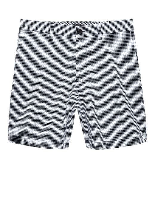 Banana Republic Mens 7 Seersucker Aiden Slim Gingham Short Niagara Navy Size 30w