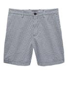 Banana Republic Mens 7 Seersucker Aiden Slim Gingham Short Niagara Navy Size 30w