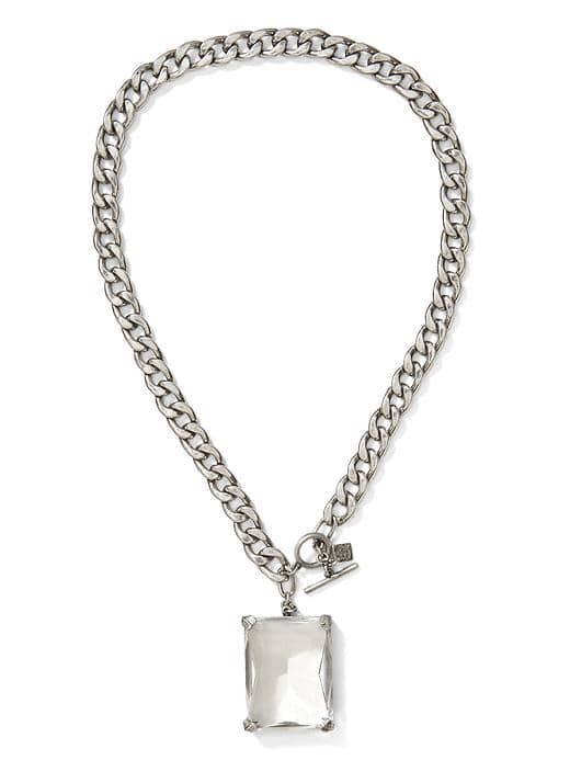 Banana Republic Biker Ballet Statement Pendant Necklace - Silver