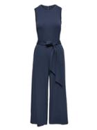 Banana Republic Womens Soft Ponte Cropped Tie-waist Jumpsuit Elysian Blue Size 20