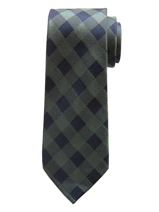 Banana Republic Mens Buffalo Check Silk Nanotex Tie Fall Green Size One Size