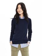 Banana Republic Womens Extra Fine Merino Wool Pullover Sweater Size L - Preppy Navy