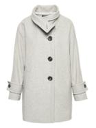 Banana Republic Womens Petite Italian Melton Wool Blend Funnel-neck Cocoon Coat Medium Heather Gray Size Xs