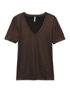 Banana Republic Womens Supima Cotton V-neck T-shirt Copper Metallic Size M