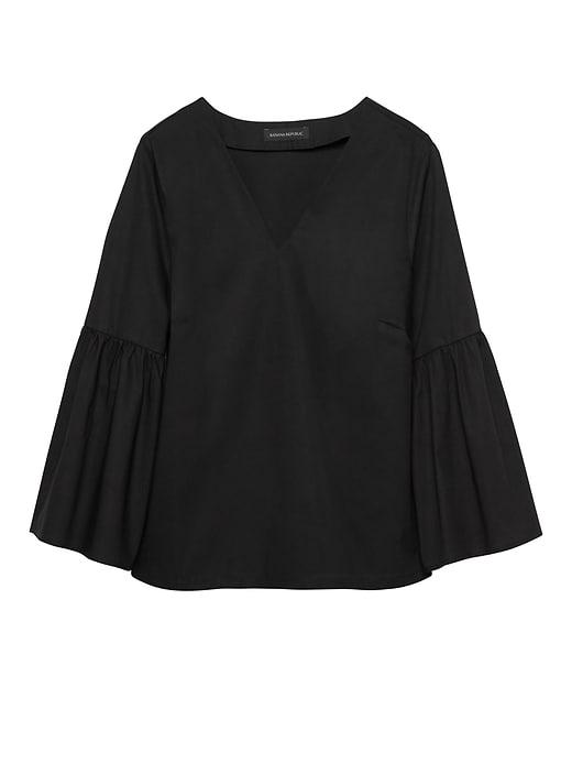 Banana Republic Womens Super-stretch Bell-sleeve Top Black Size L