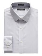 Banana Republic Mens Camden Standard-fit Non-iron Herringbone Dress Shirt Light Gray Size Xs