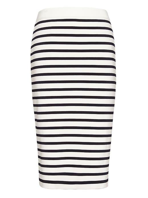Banana Republic Womens Stripe Knit Pencil Skirt White & Blue Size L