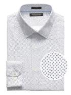 Banana Republic Mens Grant Slim-fit Non-iron Confetti Print Dress Shirt White Size Xs