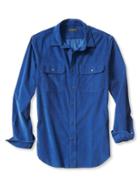 Banana Republic Mens Slim Fit Corduroy Utility Shirt Size L Tall - Lapis