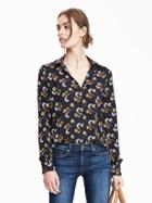 Banana Republic Womens Dillon Fit Floral Blouse Size L - Preppy Navy