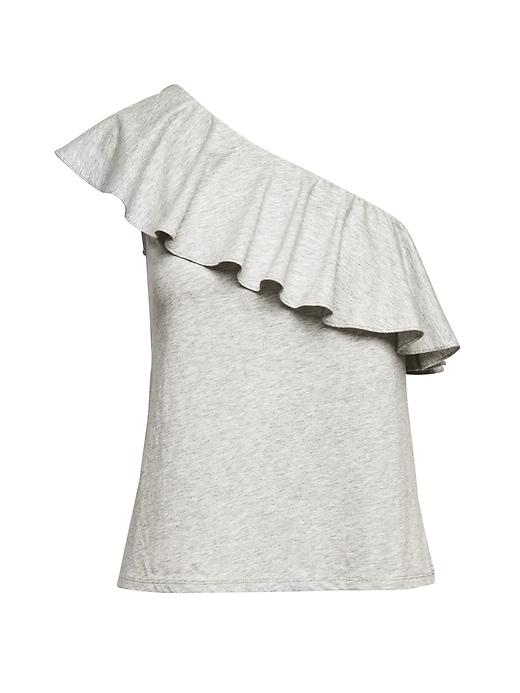 Banana Republic Womens One-shoulder Supima Cotton Top Light Gray Heather Size S