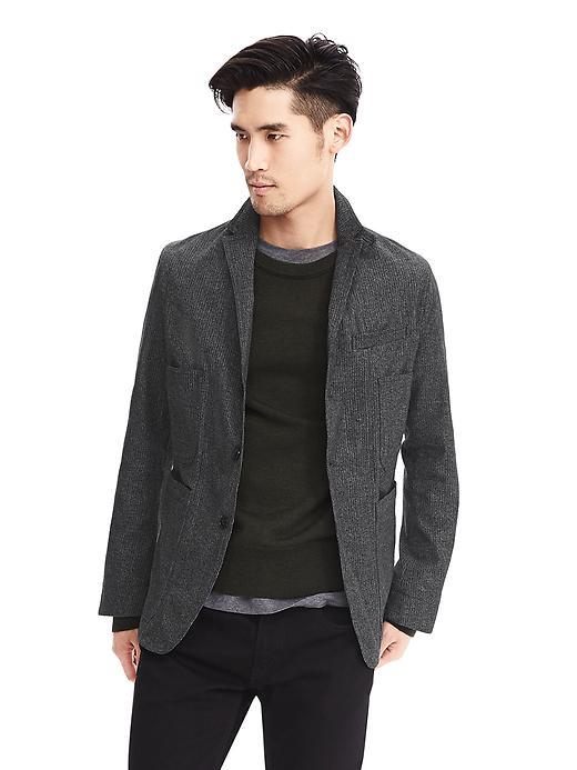 Banana Republic Mens Modern Slim Gray Cotton Blazer Size 36 Regular - Gray Texture