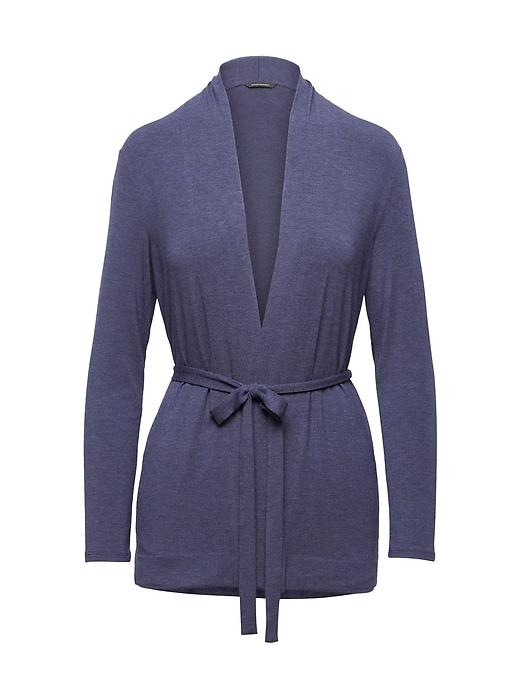 Banana Republic Womens Soft Sustainable Modal Belted Cardigan Deep Sea Blue Size L