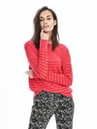 Banana Republic Womens Todd &amp; Duncan Stripe Cashmere Sweater Size L - Pop Pink