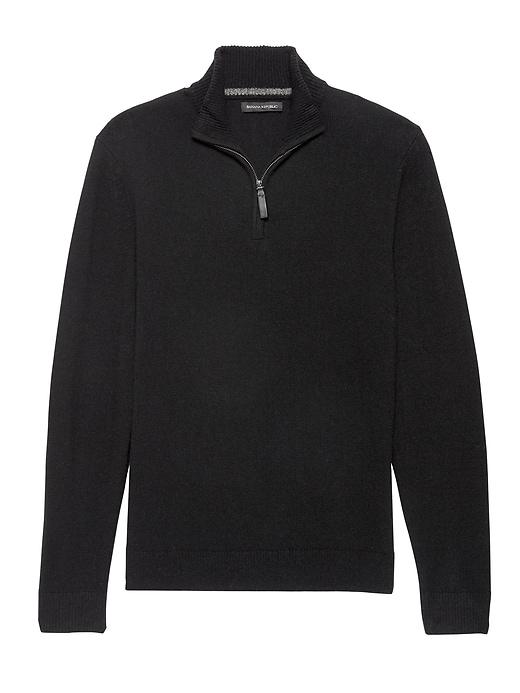 Banana Republic Mens Italian Merino Wool Blend Half-zip Sweater Black Size Xs