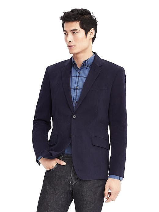 Banana Republic Mens Standard Two Button Cotton Sport Coat - Navy