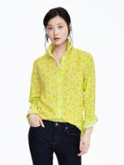 Banana Republic Womens Dillon Fit Print Shirt Size L - Green