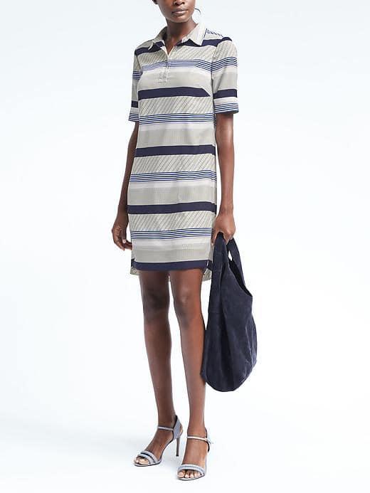 Banana Republic Womens Print Polo Dress - Green