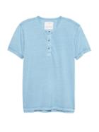 Banana Republic Mens Heritage Garment Dyed Short-sleeve Henley T-shirt Light Blue Size L