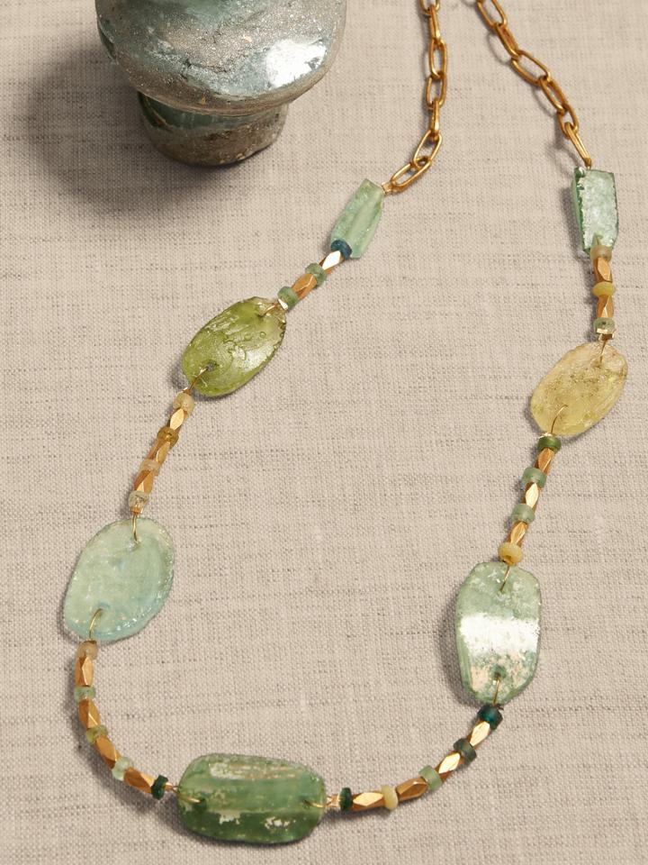 Roman Glass & Brass Bead Necklace | Aureus + Argent