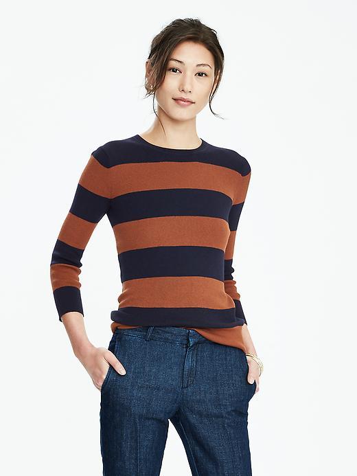 Banana Republic Womens Rugby Stripe Crew Sweater Size L - Blue Stripe