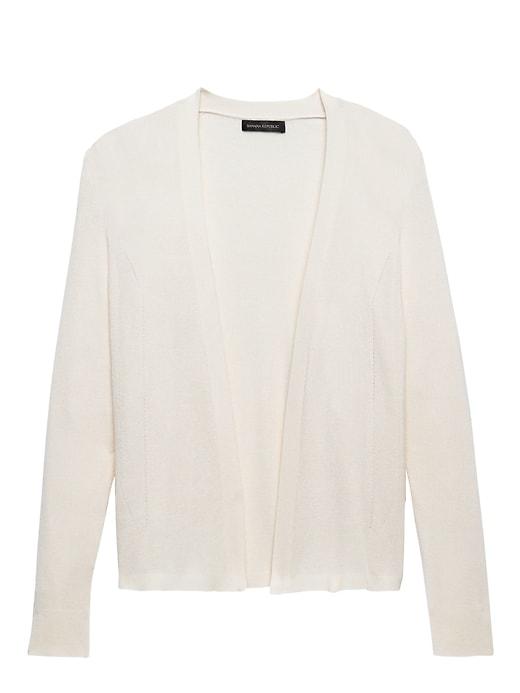 Banana Republic Womens Silk-cotton Rib-knit Cropped Cardigan Sweater Ivory Size Xxl