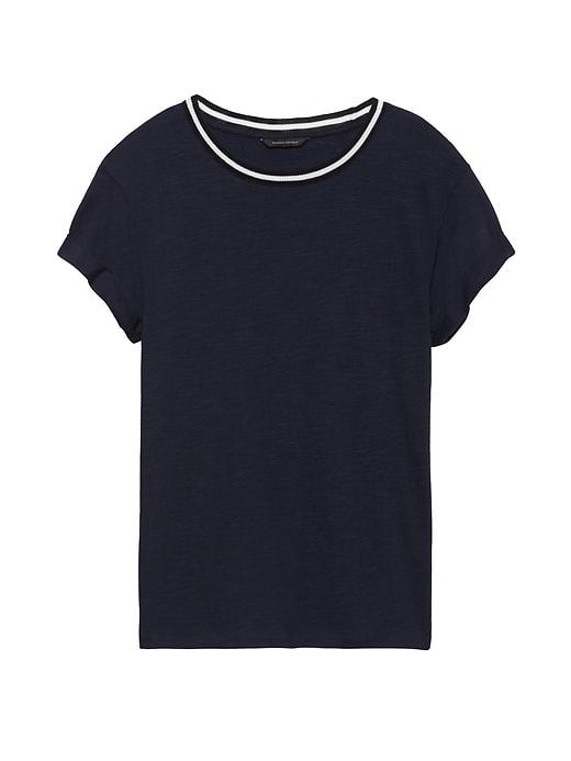 Banana Republic Womens Cotton-modal Roll-cuff Crew Navy Size M