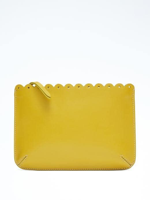 Banana Republic Scalloped Flat Pouch - Bright Celery