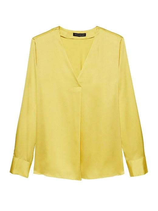 Banana Republic Womens Drapey V-neck Top Yellow Size Xs