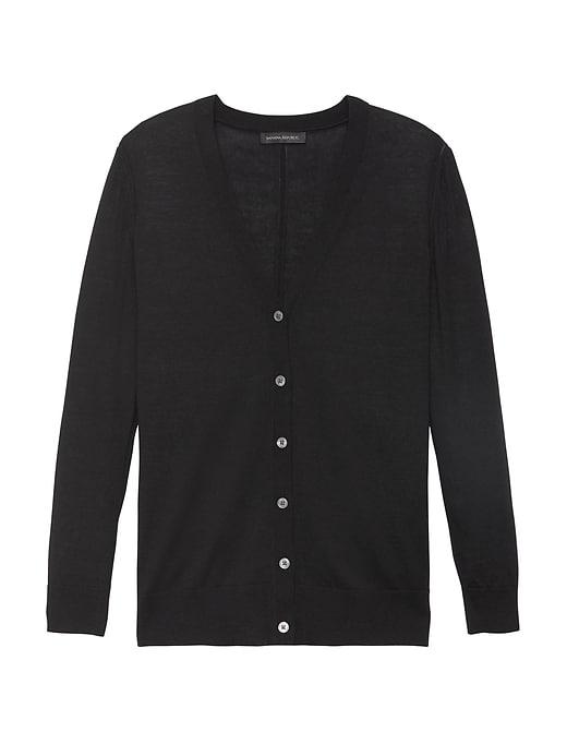 Banana Republic Womens Machine-washable Merino Boyfriend Cardigan Sweater Black Size M