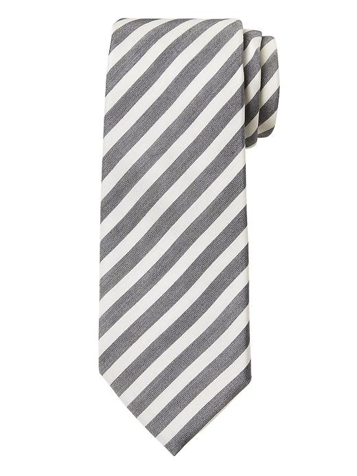 Banana Republic Mens Bar Stripe Cotton-silk Nanotex Tie Cool Slate Size One Size