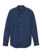 Banana Republic Mens Grant Slim-fit Cotton-stretch Pinpoint Oxford Shirt Navy Star Size L