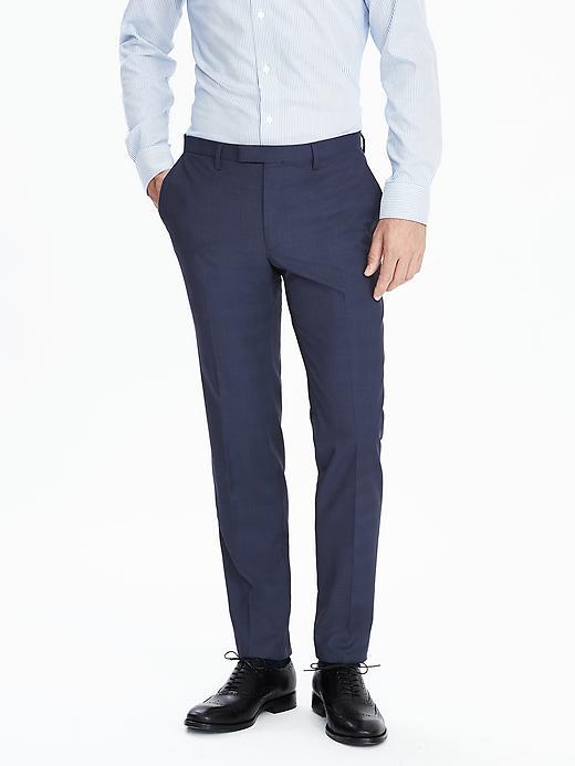 Banana Republic Mens Slim Blue Plaid Wool Suit Trouser Size 34w 36l Tall - Blue