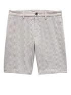 Banana Republic Mens 9 Seersucker Aiden Slim Short Palomino Brown Stripe Size 35w