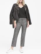 Banana Republic Womens Petite Avery Straight-fit Plaid Ankle Pant Black & Gray Size 2