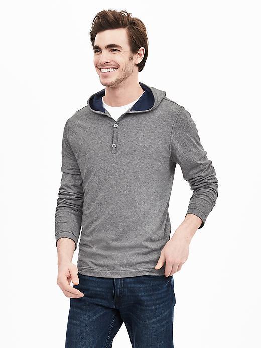 Banana Republic Mens Luxe Touch Hoodie Size L Tall - Medium Gray Heather