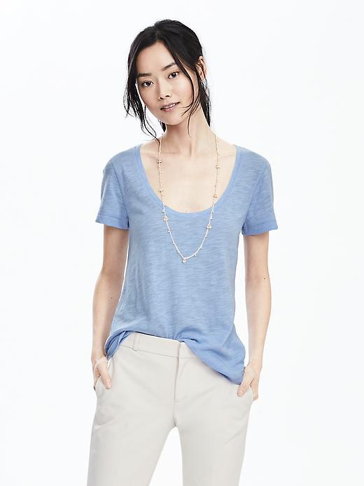 Banana Republic Womens Slub Scoop Tee Size L - Cool Water