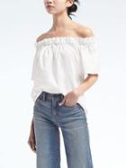 Banana Republic Womens Easy Care Off The Shoulder Top - White