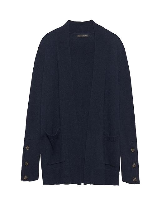 Banana Republic Womens Cotton-wool Blend Open Cardigan Sweater Navy Blue Size Xs