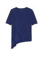 Banana Republic Womens Petite Machine-washable Merino Asymmetrical Sweater Deep Blue Size L