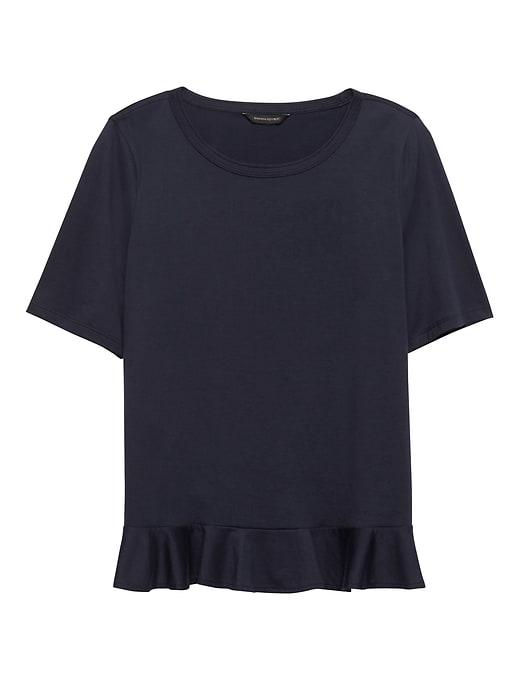 Banana Republic Womens Ruffle-hem Couture Tee Navy Size S