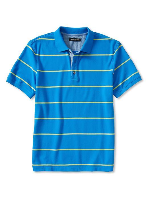Banana Republic Mens Stripe Pique Polo Size L - Blue Dusk