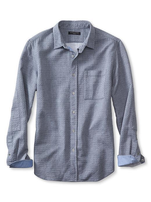 Banana Republic Mens Slim Fit Diamond Quilt Shirt Size L Tall - Blue Heather