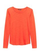 Banana Republic Womens Petite Cotton Modal Long-sleeve T-shirt Orange Size Xs