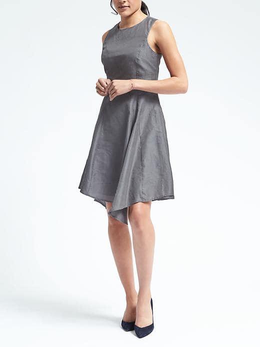 Banana Republic Womens Heritage Raw Silk Blend Sheath - Luxe Gray